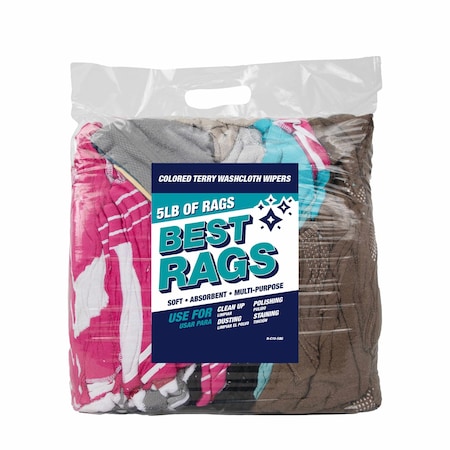 Monarch Washcloth Size Terry Wipers - COLORED 10 lb bag N-C10-10BG